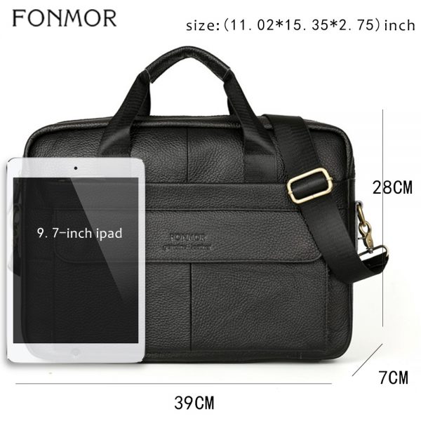 Fonmor Genuine Leather Handbags Men Briefcase Business Computer Crossbody Bag Messenger Shoulder Bags Male Laptop Tote