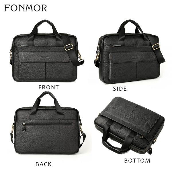 Fonmor Genuine Leather Handbags Men Briefcase Business Computer Crossbody Bag Messenger Shoulder Bags Male Laptop Tote