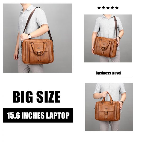 JEEP BULUO Big Size Split Leather Business Handbag Male Shoulder Travel Bag office Men Briefcase Bags