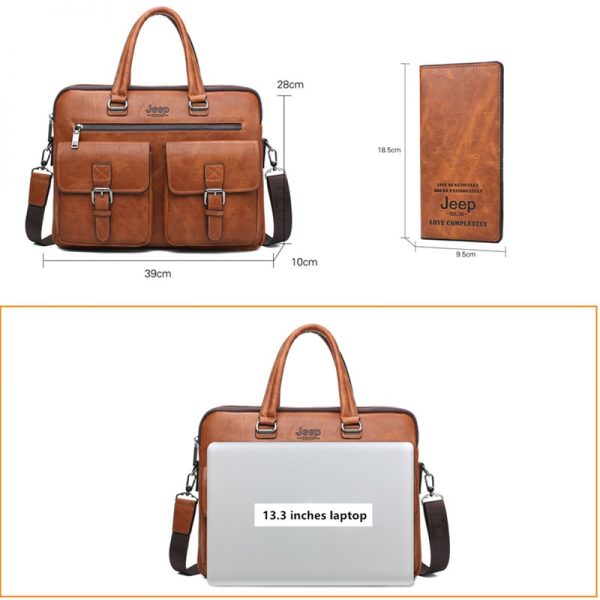 JEEP BULUO Famous Brand pcs Set Men s Briefcase Bags Hanbags For Men Business Fashion Messenger