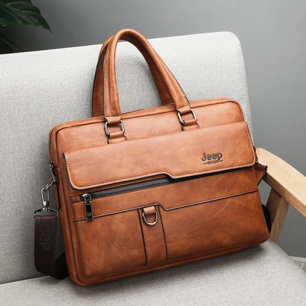 JEEP BULUO Men Briefcase Bag High Quality Business Famous Brand Leather Shoulder Messenger Bags Office Handbag