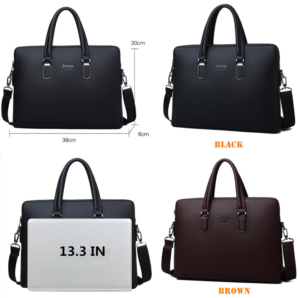 JEEP BULUO’s High Quality Slim Leather Laptop Bags for 14 inch Laptops