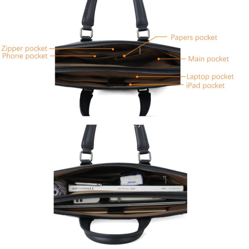 JEEP BULUO’s High Quality Slim Leather Laptop Bags for 14 inch Laptops