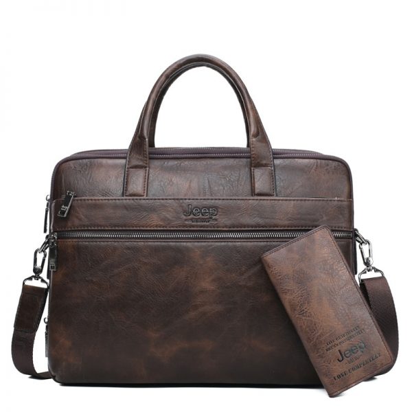 JEEP BULUO Men s Briefcase Bags For  Laptop Man Business Bag Pcs Set Handbags High