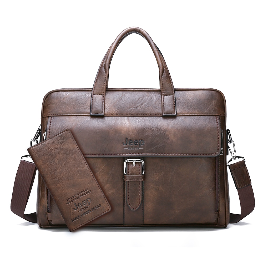 BEST SELLER JEEP BULUO Men Briefcase Split Leather Handbag【Black, Khak –  Hot Sales Kenya