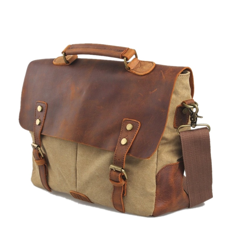 High Quality Unisex Men's Canvas Leather Briefcase / Laptop Bags