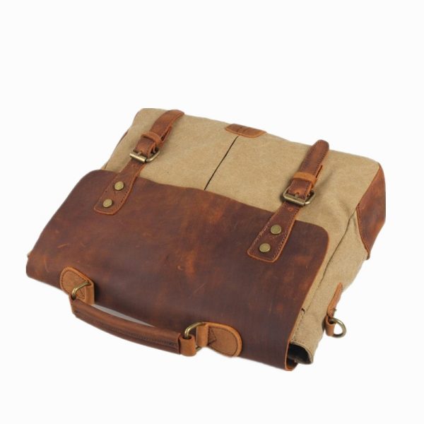 M  Quality Unisex Man Bag Men s Canvas Leather Briefcase Bag Business Handbag Men s