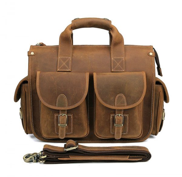 MAHEU Grade Quality Laptop Briefcase Crazy Horse Genuine Leather Laptop Bags Notebook PC Shoulder Bag For