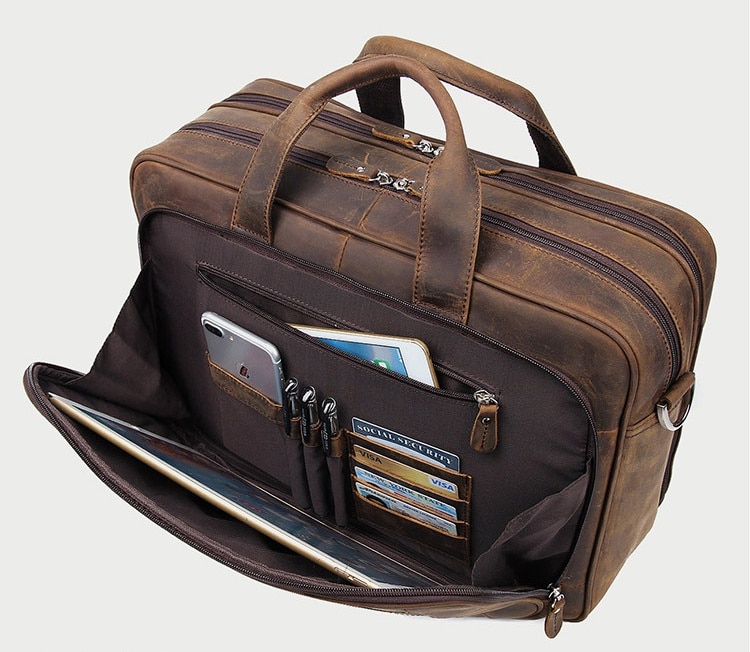 Buy Corner Office, Blue Handmade Leather Laptop Bag - Online Shopping USA –  Tiger Marrón - USA