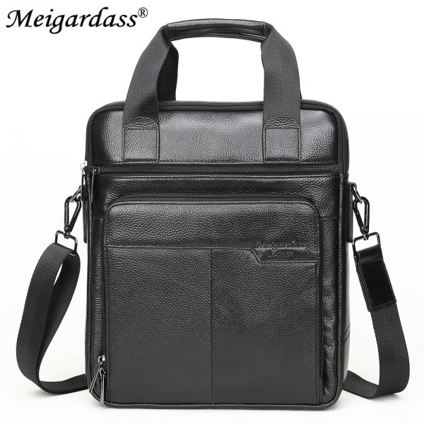 MEIGARDASS Genuine Leather Business Briefcase Men Travel Shoulder Messenger Bags Male Document Handbags Laptop Computer Bag