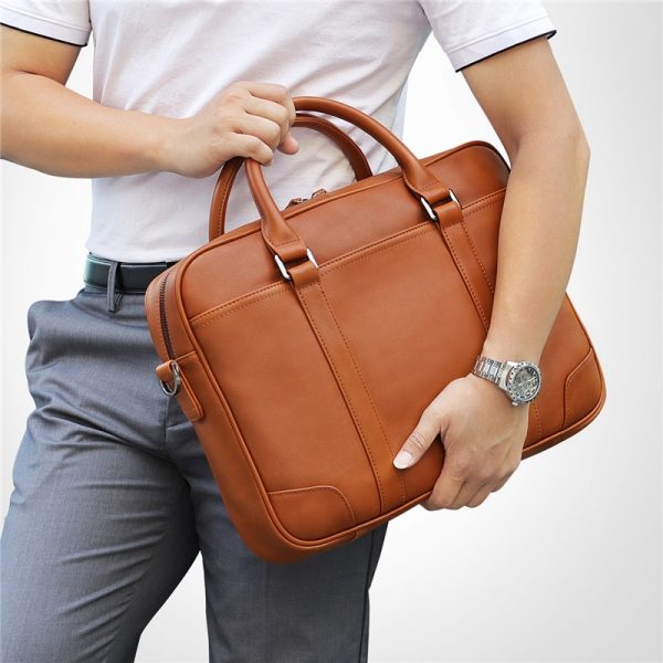 Nesitu Black Brown Genuine Leather Office Men Briefcase Messenger Bags Real Skin Business Travel Bag