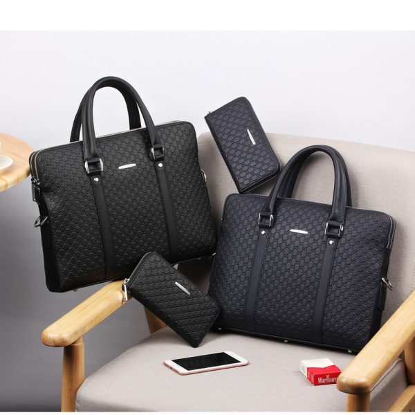 New Double Layers Men s Leather Business Briefcase Casual Man Shoulder Bag Messenger Bag Male Laptops
