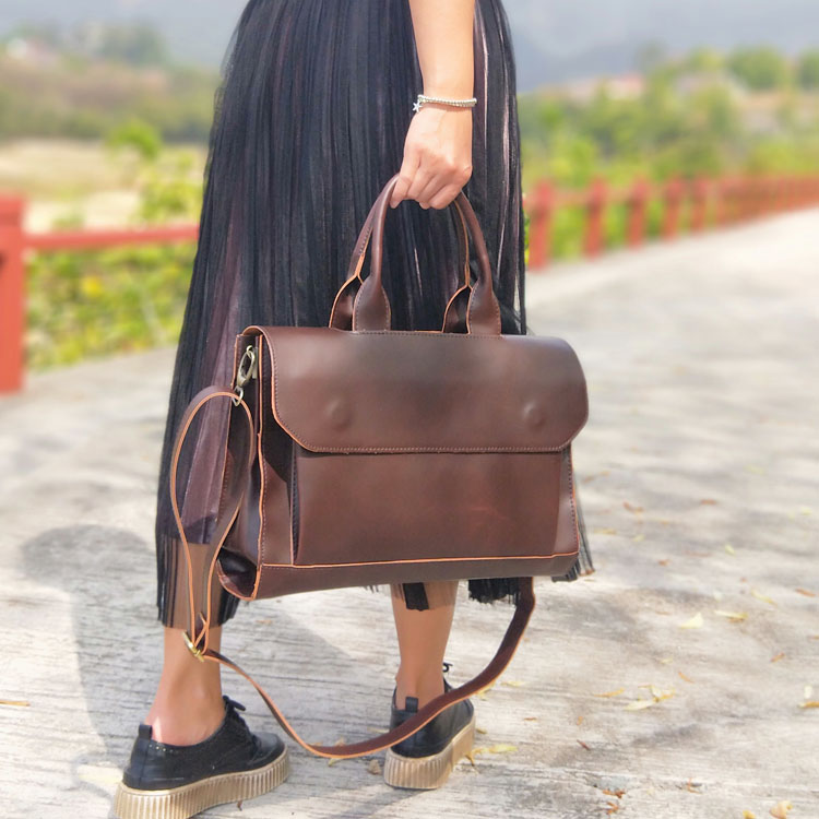 14 inch women's designer leather laptop bag (black or brown)