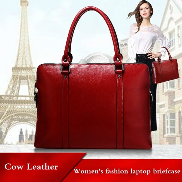 Oyixinger New  Genuine Leather Briefcase For Woman  inch Laptop Bag Women s Handbags Office