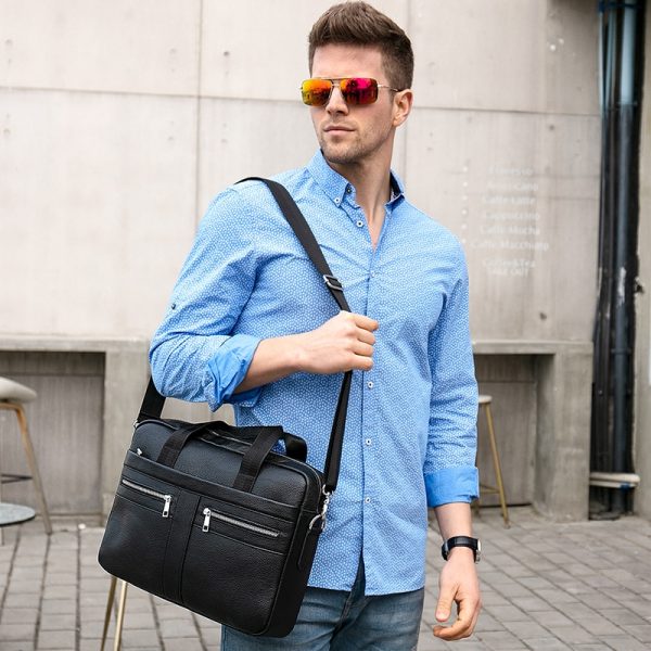 WESTAL Bag men s Genuine Leather briefcase Male man laptop bag natural Leather for men Messenger