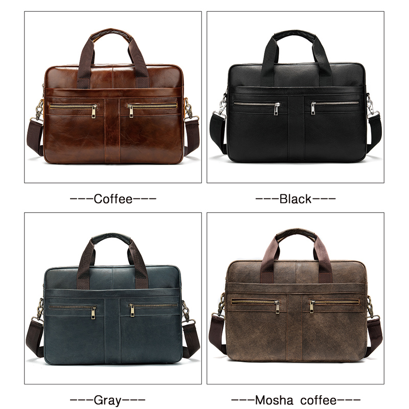 WESTAL Men's Leather Bag for Men Briefcases Genuine Leather Laptop Bag 14''  Shoulder Messenger Bags Document Computer Bags 7708