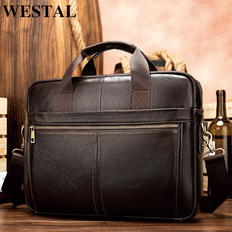 Westal’s Genuine Leather 14 inch Tote Laptop Bags for Men