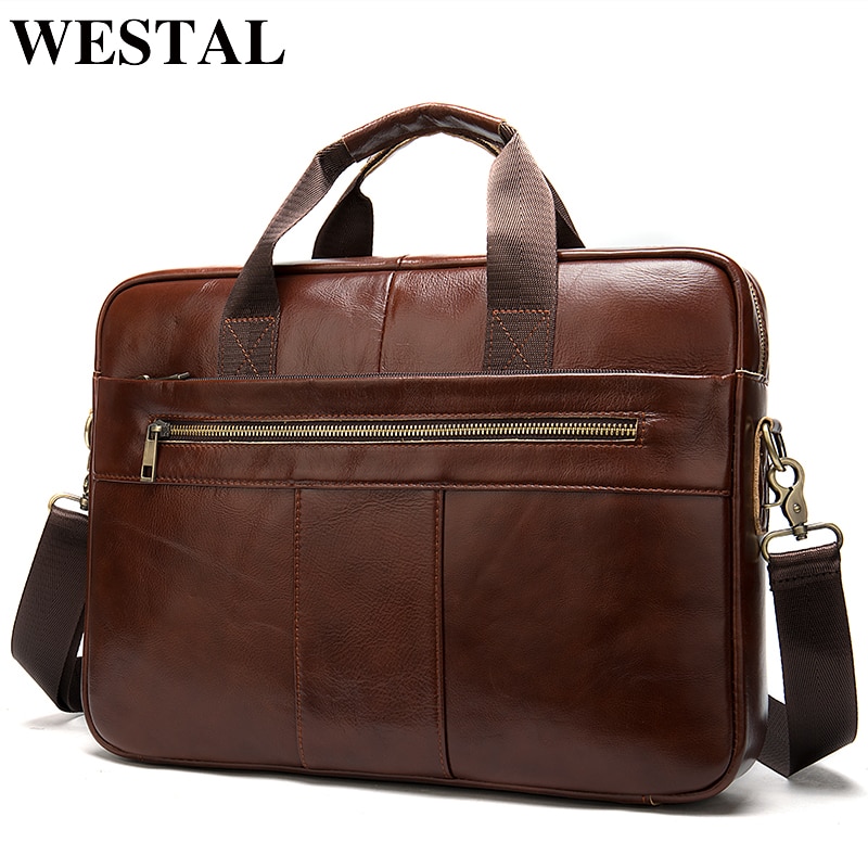 WESTAL Genuine Leather Tote Laptop Bags / Briefcase Bags for Men