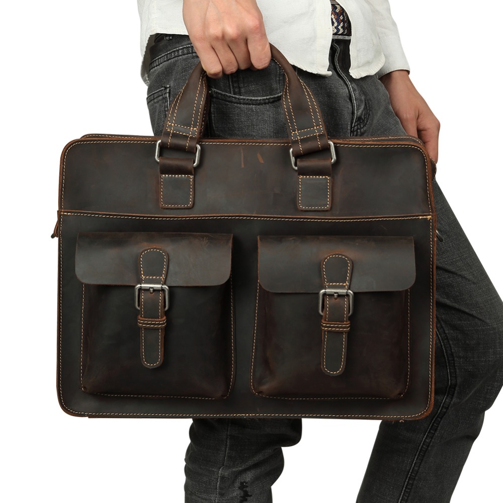 JOYIR's Genuine Cow Leather Vintage Designer Laptop Bags for Men