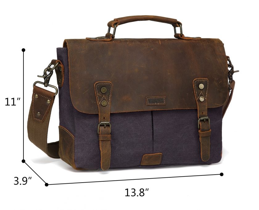 VASCHY’s Genuine Leather Canvas Laptop Bags for 14 inch Laptops