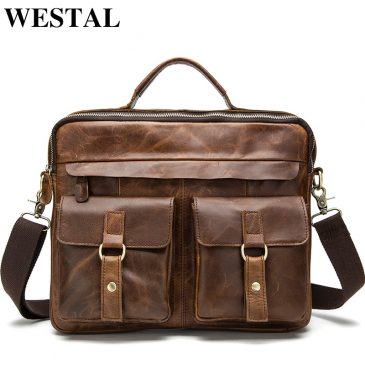 Westal’s Genuine Leather 14 inch Office Laptop / Messenger Bags for Men