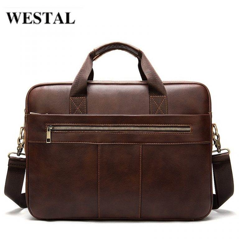 WESTAL’s Genuine Leather Business Briefcase / Laptop Bags for Men