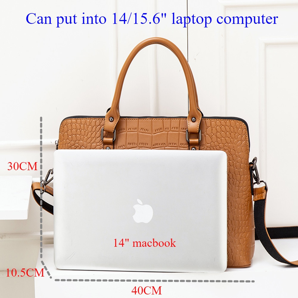 Davison Womens Slim Leather Briefcase Carry 15.6 Inch Laptop | CLUCI