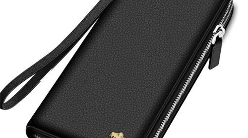 Bison Denim Genuine Leather RFID Blocking Long Clutch Zipper Wallets for Men