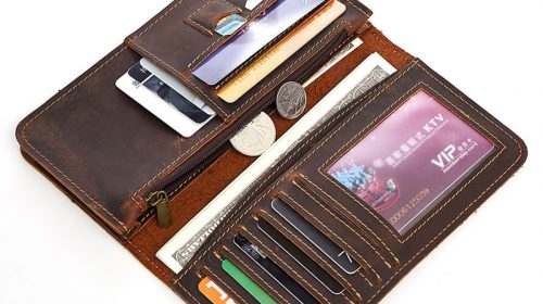 Bison Denim Genuine Leather Long Vintage Zipper Wallets for Men