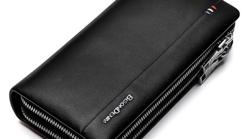 Bison Denim Genuine Leather Luxury Men’s Long Double Zipper Wallets