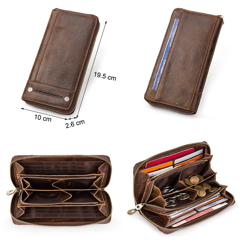 Contact’s Genuine Leather Large Capacity Designer RFID Wallets for Men