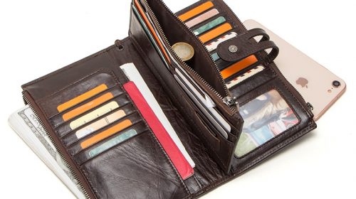 Contact’s Genuine Leather Men’s Long Clutch Wallets