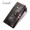 Contact’s Genuine Leather Men’s Long RFID Zipper Wallets