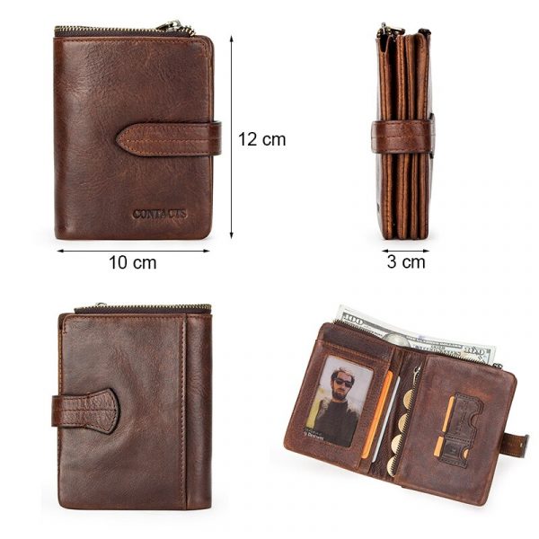 Contact’s Genuine Leather Men’s Luxury Bi-fold Card Holder Wallets - Image 3