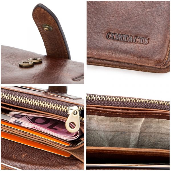 Contact’s Genuine Leather Men’s Luxury Bi-fold Card Holder Wallets - Image 6