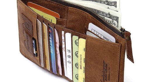Contact’s Genuine Leather RFID Blocking Bi-fold Slim Fashion Wallets for Men