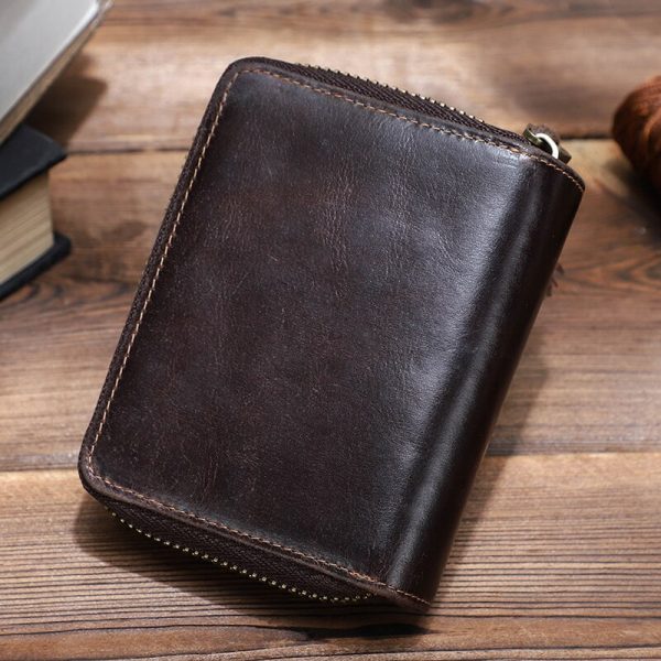 Contact’s Genuine Leather Men’s RFID Bi-fold Zipper Wallets - Image 2