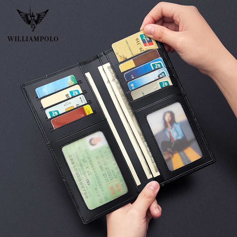 Williampolo Genuine Leather Luxury Designer Card Holder Wallets for Men Black