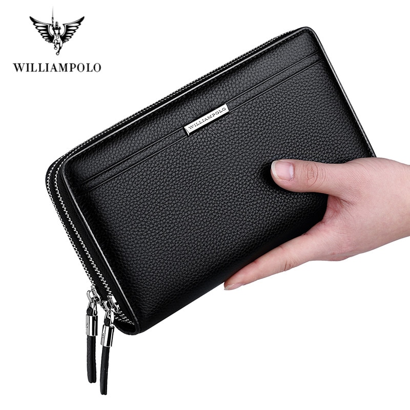 Williampolo Luxury Leather Multi-functional Men’s Clutch Wallets Black
