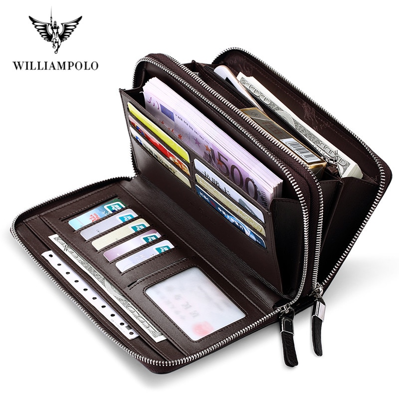 Williampolo Men's Luxury Genuine Leather Clutch Wallet