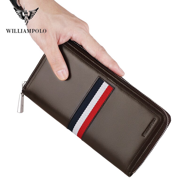 WilliamPolo Genuine Leather Luxury Men's Long Card Holder Wallets