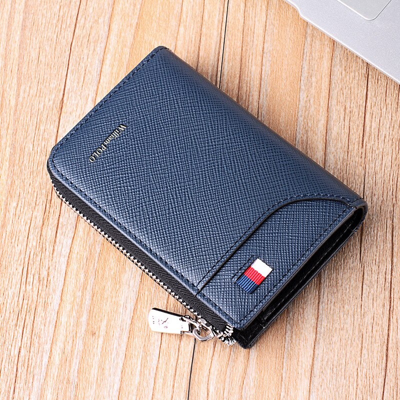 Williampolo Men Wallets Genuine Leather Slim Wallet Mens Short Money Clips Small Coin Pocket Bifold Credit Card Holder Thin Purse with ID Window