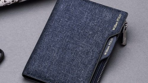 WilliamPolo Genuine Vintage Denim Soft Standard Slim Wallets for Men