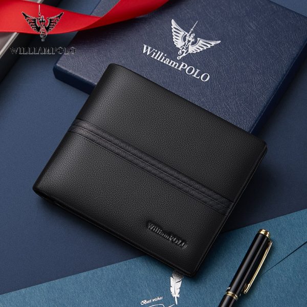 WilliamPolo Men’s Luxury Cow Skin Soft and Short Fashion Wallets