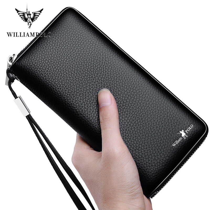WilliamPolo Genuine Leather Luxury Men's Long Card Holder Wallets