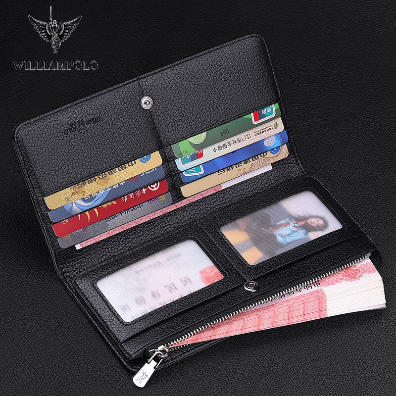 Genuine Leather Man Wallet Card Holder Credit Card Coin Large Men Long –  Travell Well