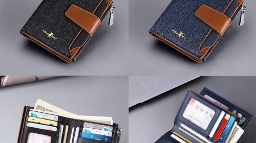 WilliamPolo Men’s RFID Blocking Luxury Canvas Zipper Wallets
