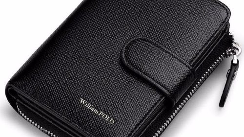 WilliamPolo Genuine High Quality Leather Short Zipper Wallets for Men