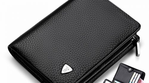 WilliamPolo Genuine Leather Luxury Tri-fold Men’s Zipper Wallet and Card Holder