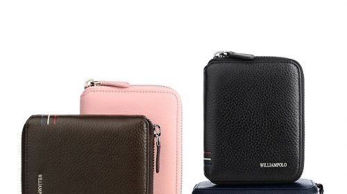 WilliamPolo 100% Genuine Leather Mini RFID Wallets for Women